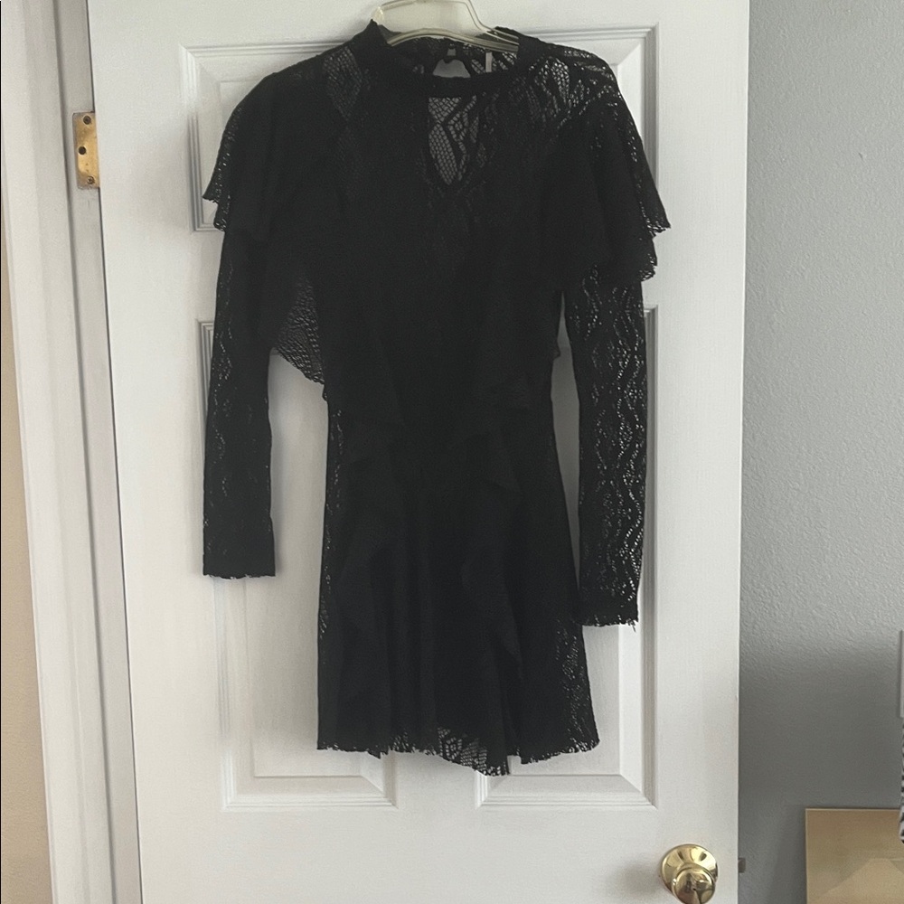 FP Movement by Free People Elegant Black Long Sleeve Dress